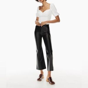 Wilfred Adele black vegan leather crop flare pant size 2